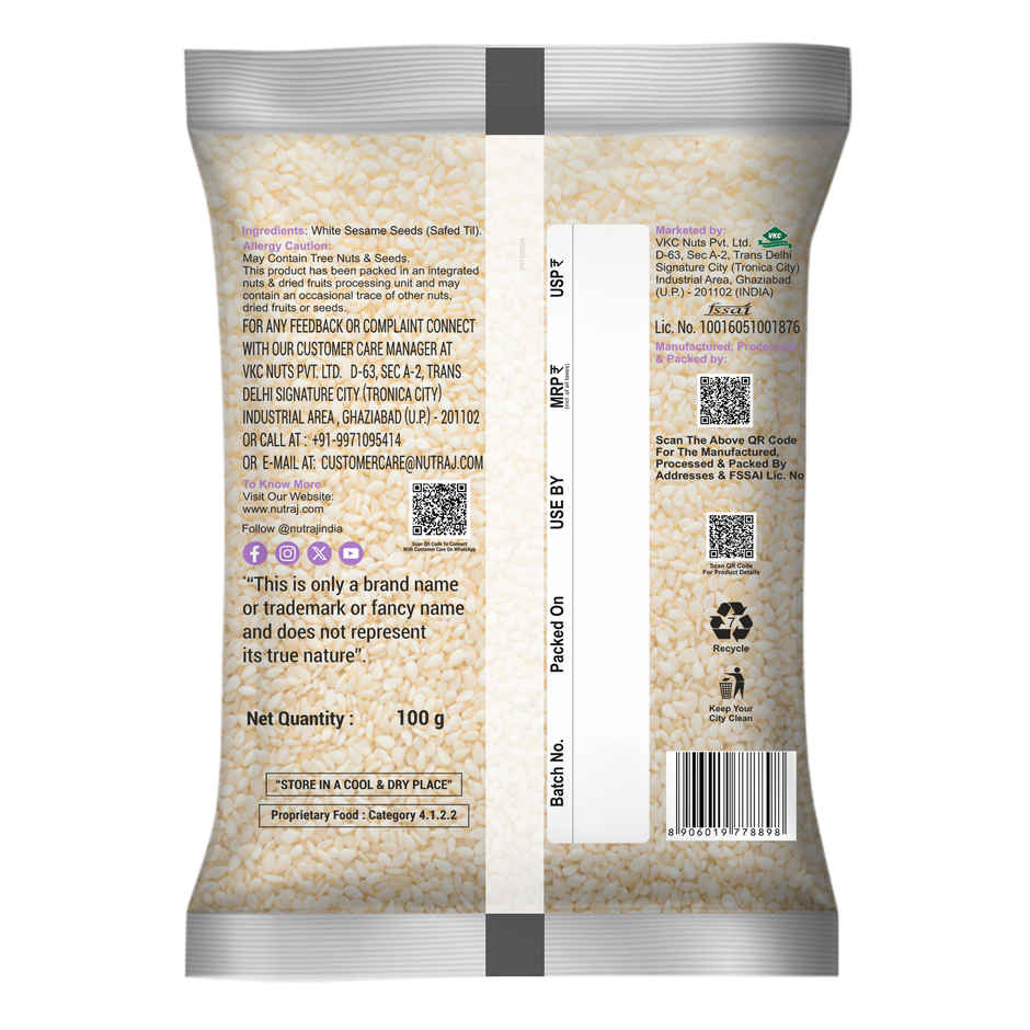 Nutraj Classic Safed Til | Sesame Seeds | Natural