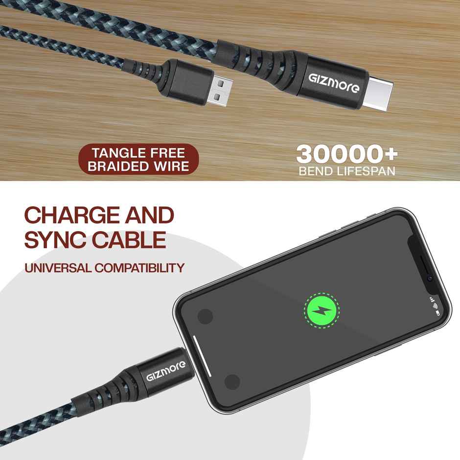 Gizmore 120W Usb To Type C Dash Ultra Fast Charging Cable For Smartphones and Laptops | 1.2Meter