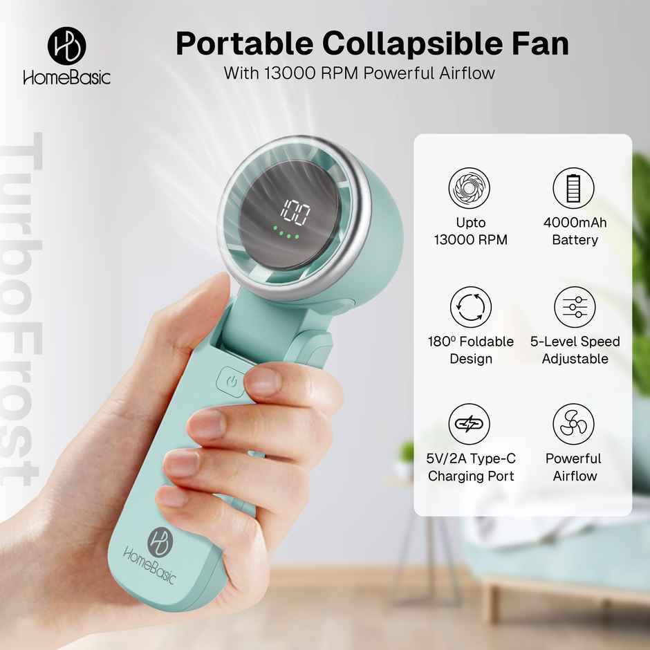 HomeBasic Portable Collapsible Breeze Maker Portable Fan - Green