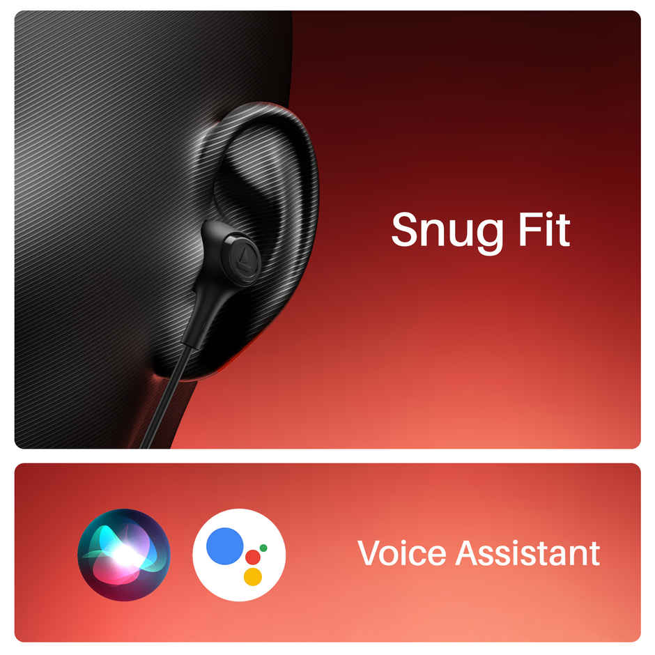 boAt Bassheads 95 Wired Earphones | 10mm Drivers | Signature Sound, In-line Mic | 3.5mm Jack | Black