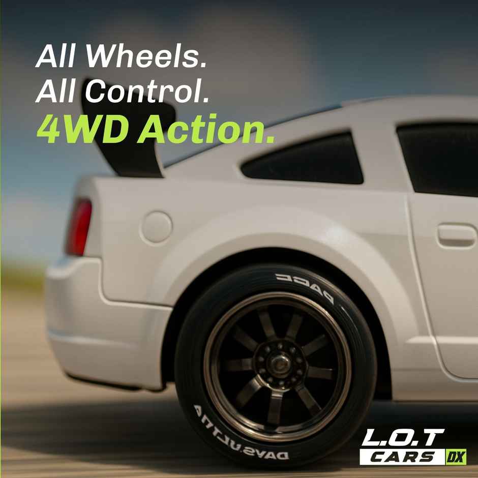 RC Drift Car with 4 extra wheels, 20kmph & Boost Mode | Flare - Track White