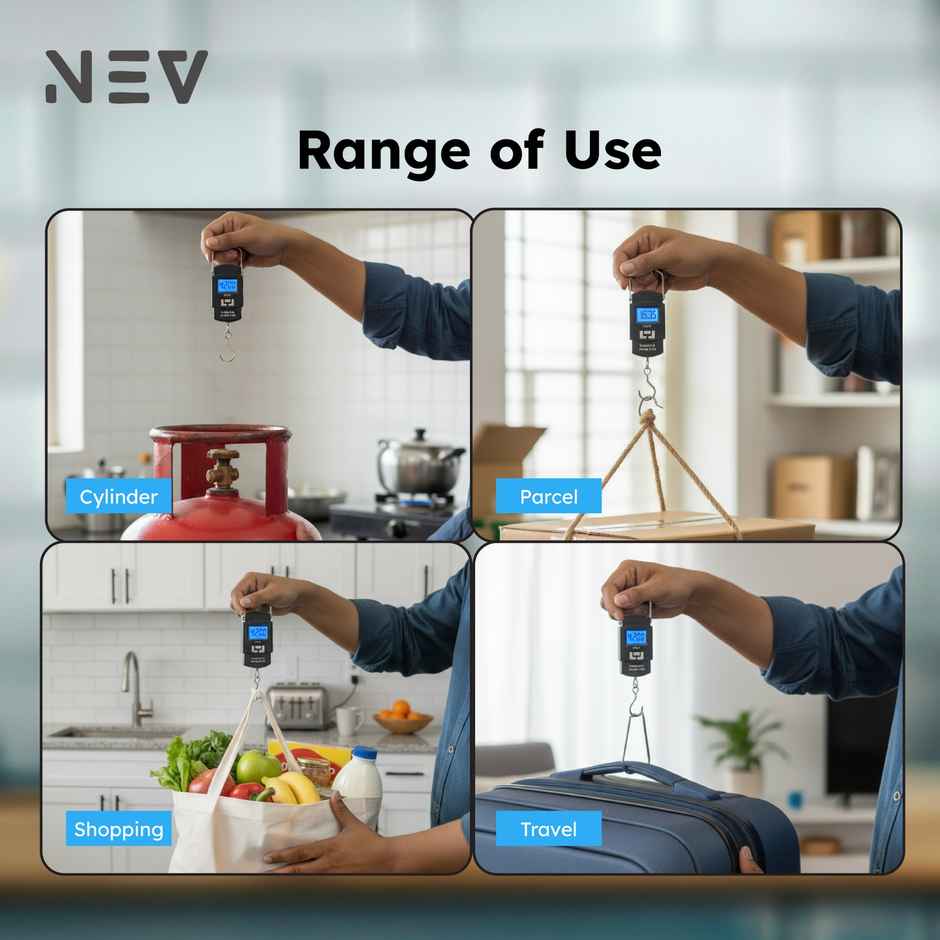 NEV Veyo Multi-Unit Digital Luggage Scale | Black - 50 kg