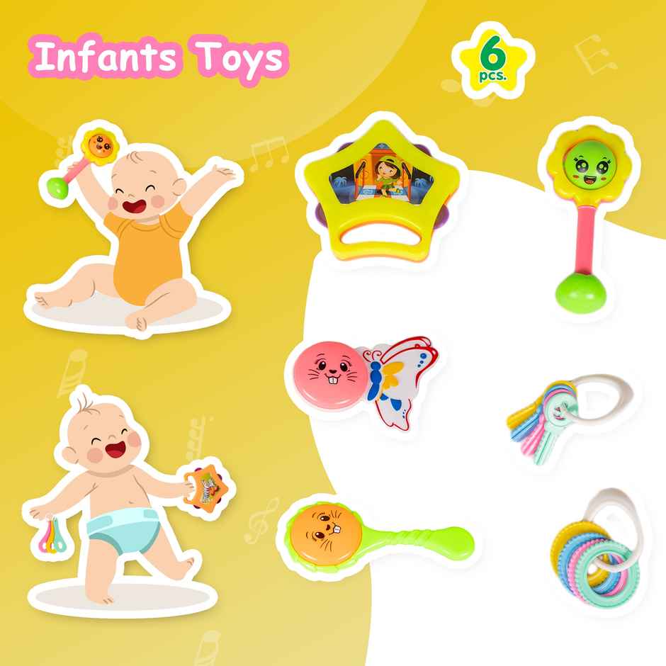 Ratna's Infants Rattle Set 6 Pcs | Assorted