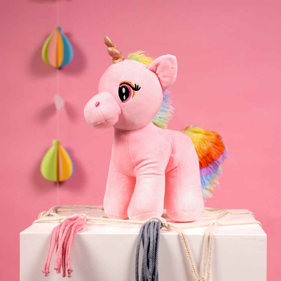 Mirada 29Cm Standing Unicorn With Glitter Horn - Pink