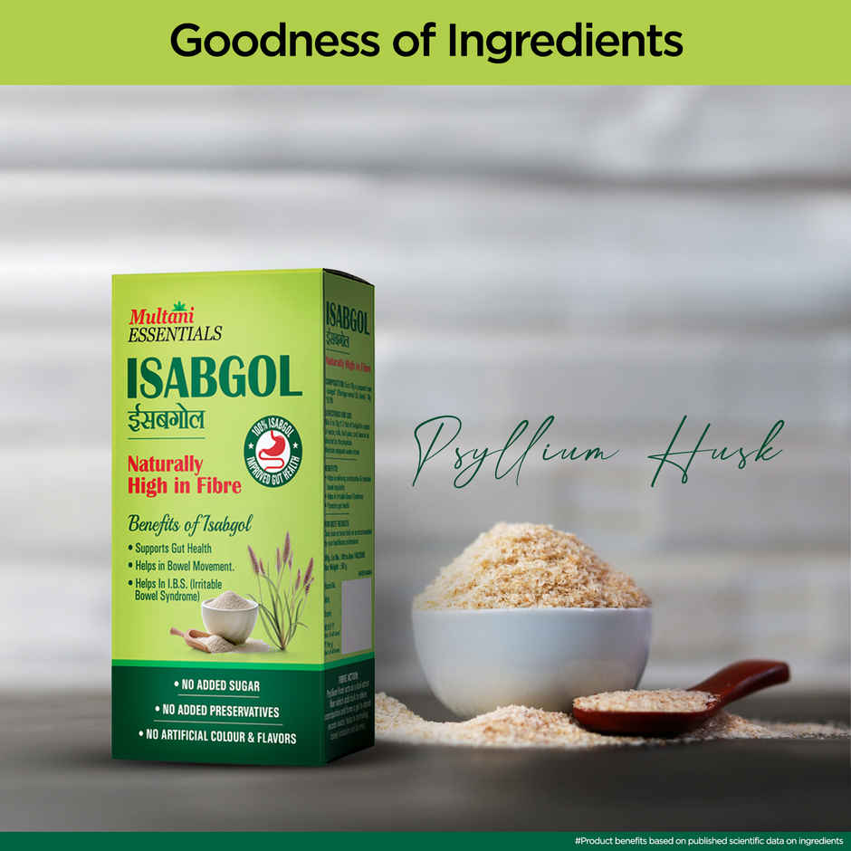 Multani Essentials Isabgol Psyllium Husk Powder| Manage Constipation
