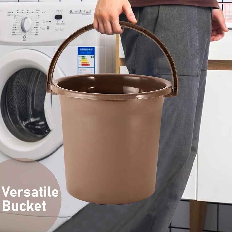 Kuber Industries Tub-Bucket with Mug & Stool Bathroom Combo Set|Set of 4|Brown