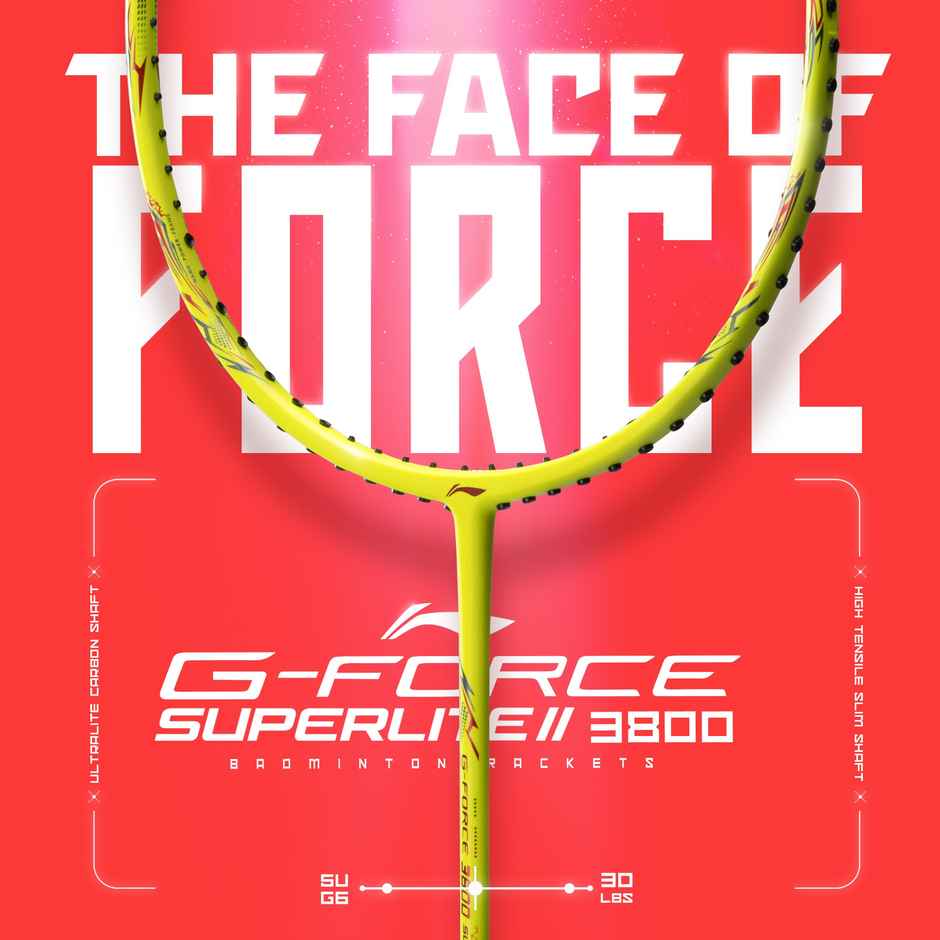 Li-Ning G-Force 3800 Ii Superlite Strung Badminton Racket With Full Cover