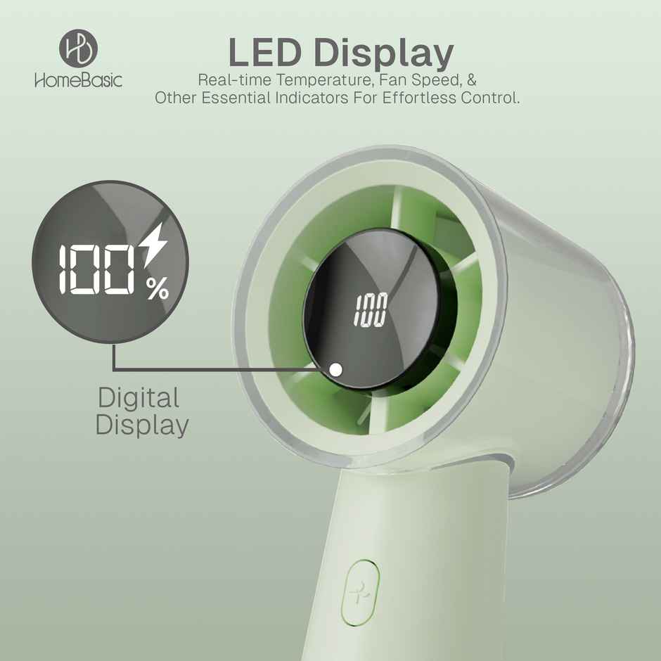 Homebasic Mini USB Portable Handheld Fan, 100-Speed Adjustable, Upto 10000 RPM, Green