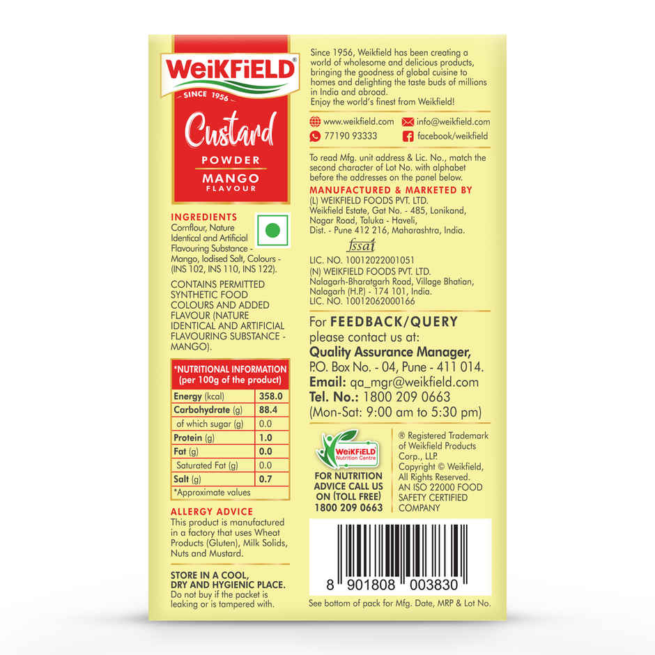 Weikfield Custard Powder Mango Flavoured Carton