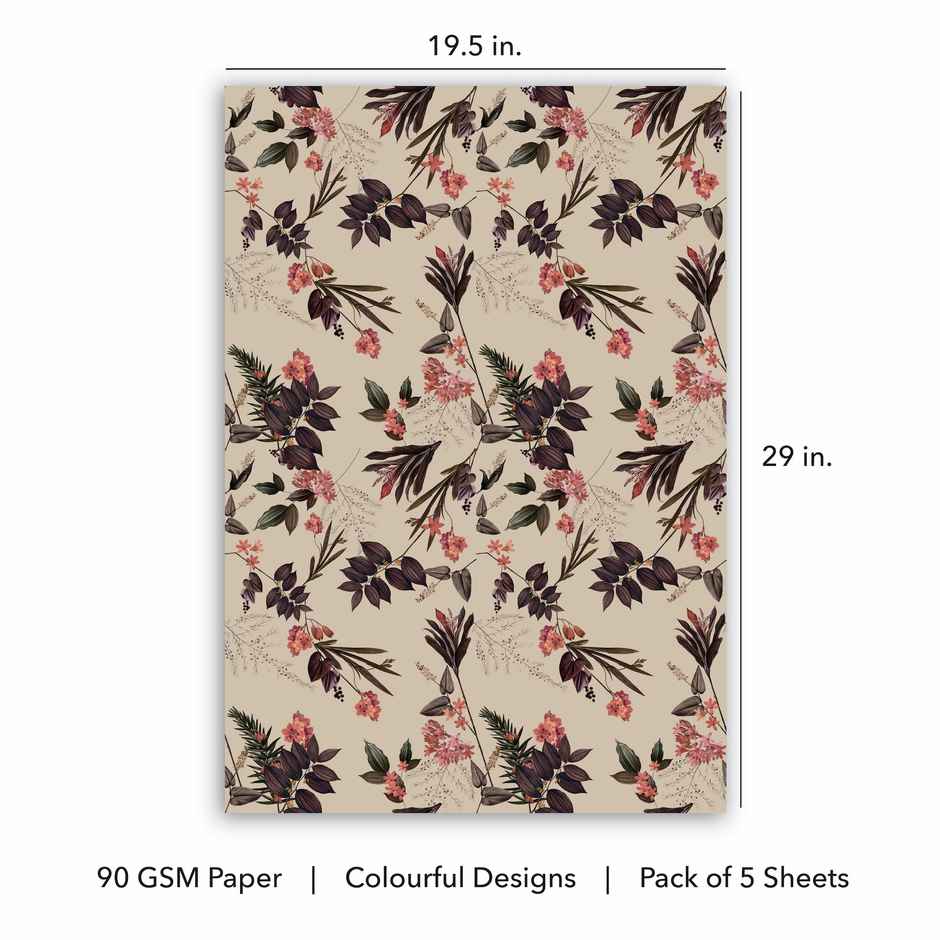 Tiger Notes Gift Wrap Festive Botanical | Beige | Decorative Use