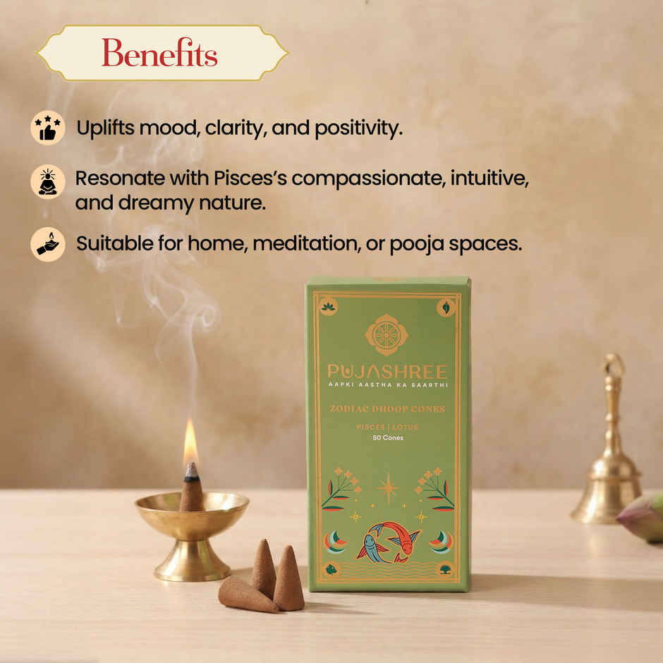 Pujashree Zodiac Dhoop Cones | Pisces - Lotus