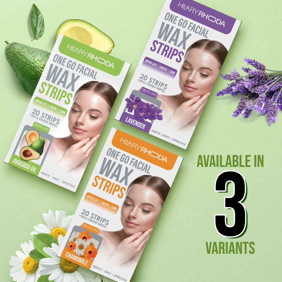 Hilary Rhoda One Go Facial Wax Strips | Ready-To-Use Facial Wax Strips | Avocado Oil - Shade 01