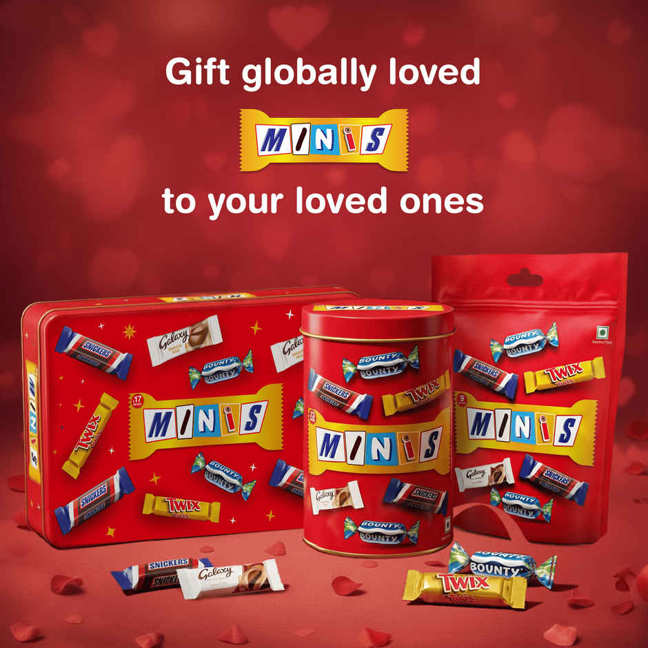 Snickers Best Of Our Minis Chocolate Gift Tin | Gifting Treat | Snickers (133g) & Fnp Single Red Rose Bouquet (1pc) Combo 