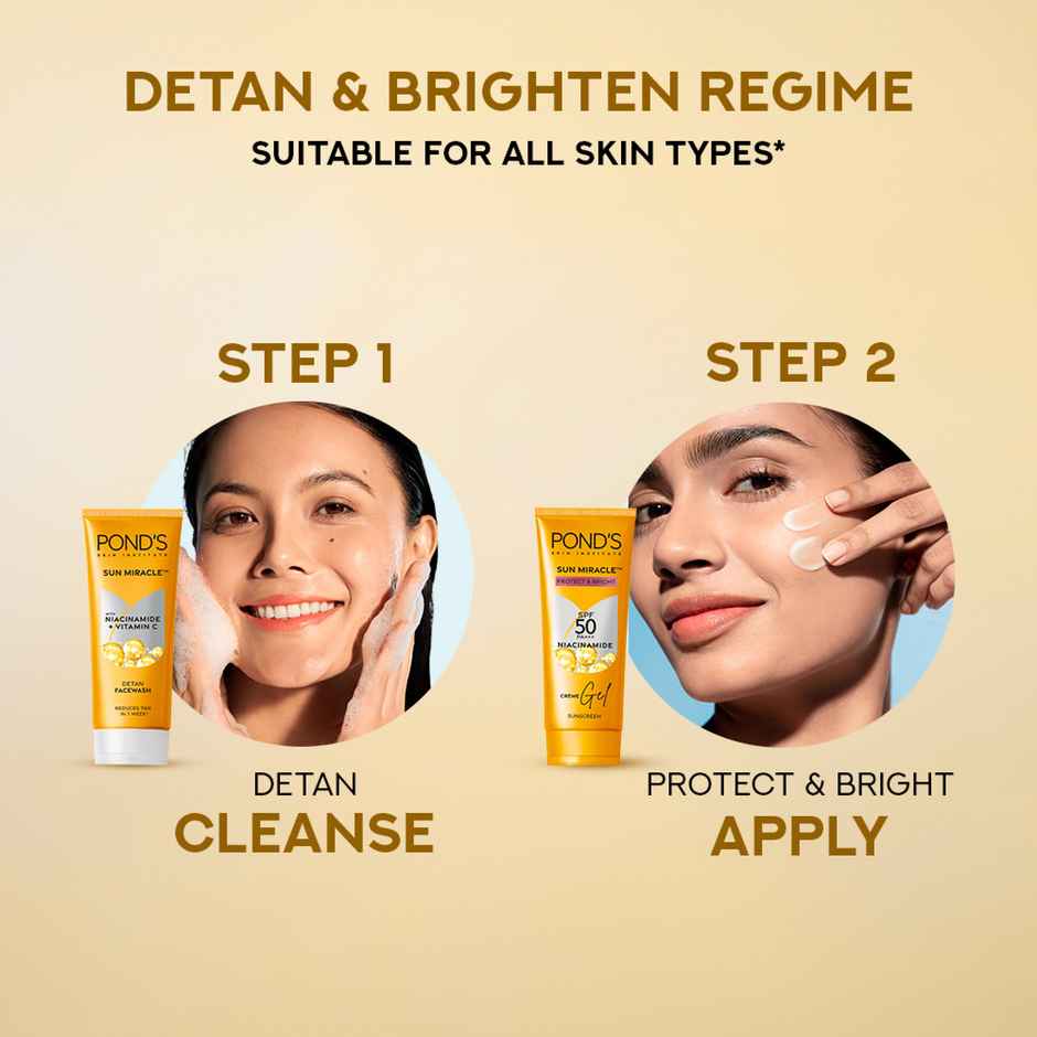 Pond's Sun Miracle SPF 50 PA+++ Creme Gel Sunscreen - Protect & Bright, With Niacinamide