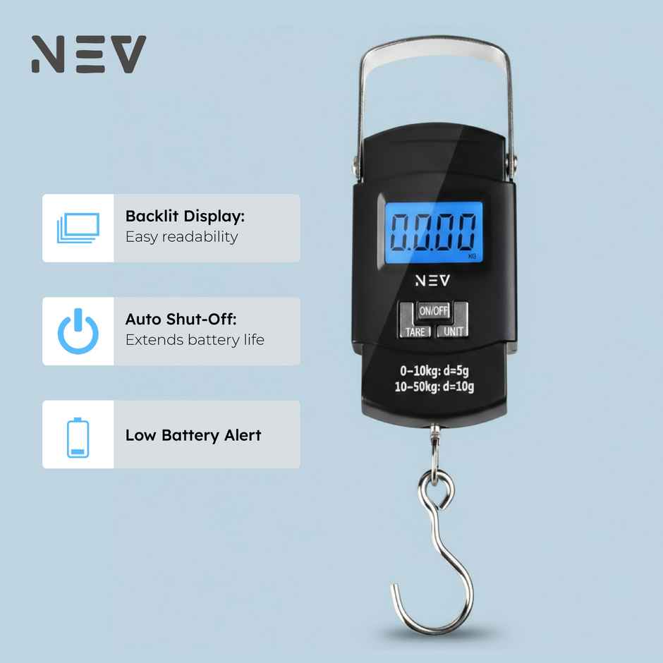 NEV Veyo Multi-Unit Digital Luggage Scale | Black - 50 kg