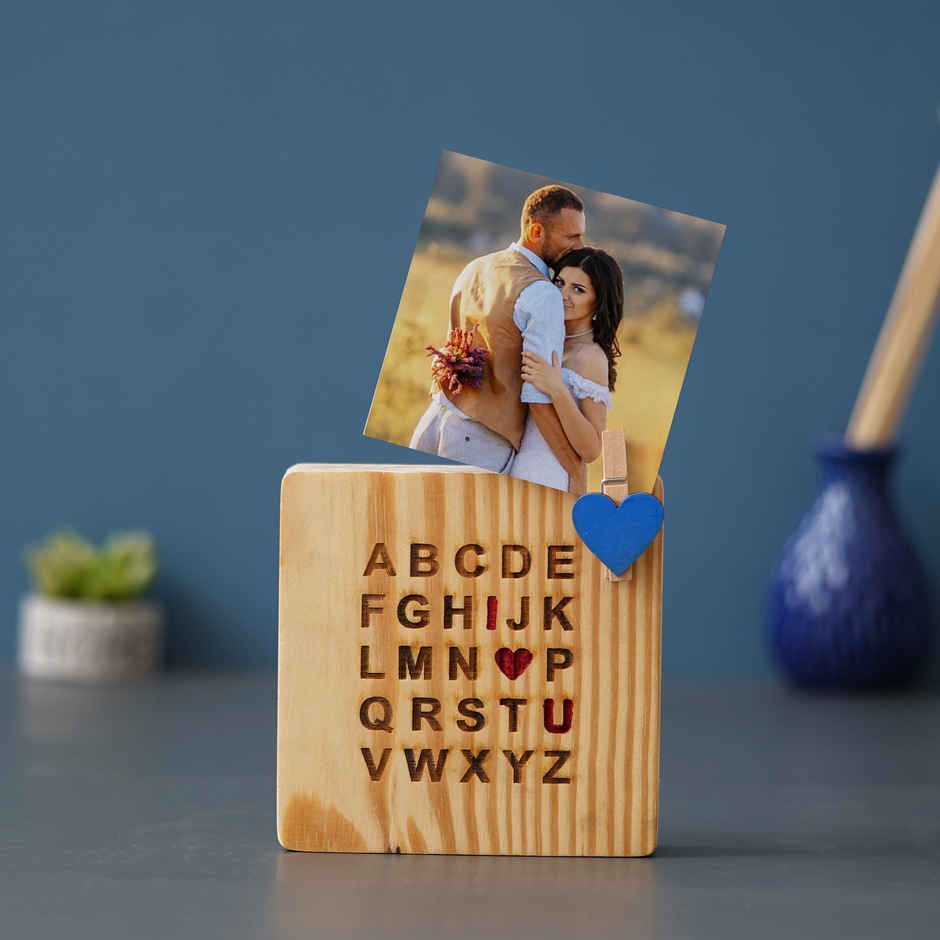 I Love You Heart Alphabet Wooden Photo Frame Gift | eCraftIndia