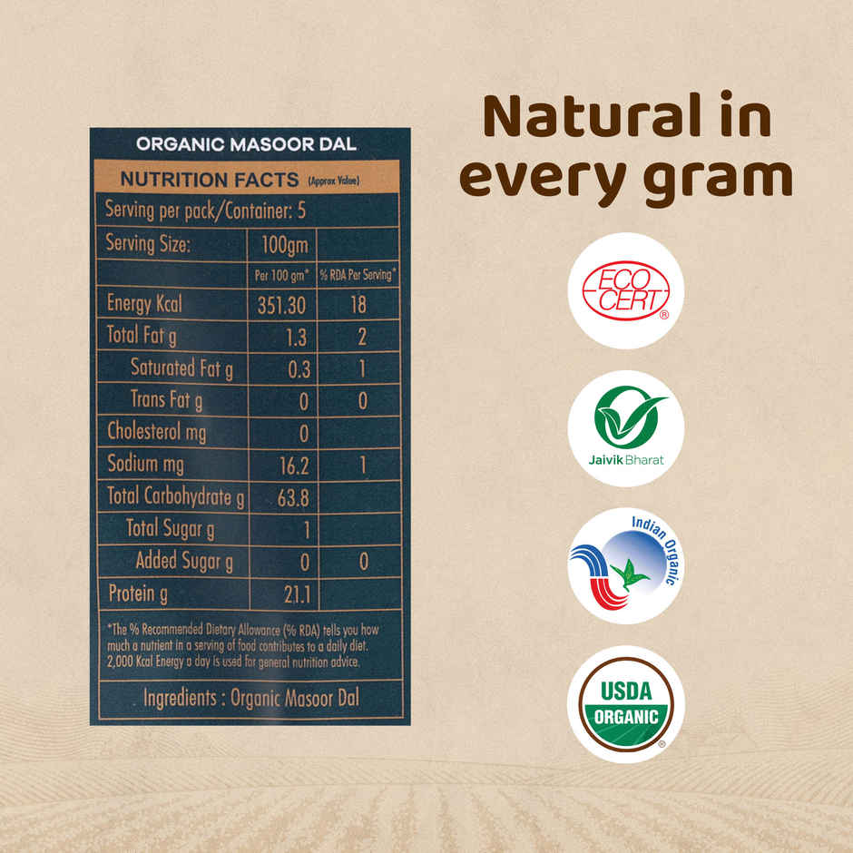 True Story Organic Masoor Dal Split