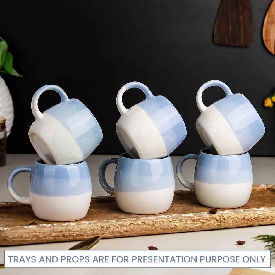 The Earth Store Tt Sky Blue Ovule Tea Cups | 190 ml Microwave Safe Coffee Cup