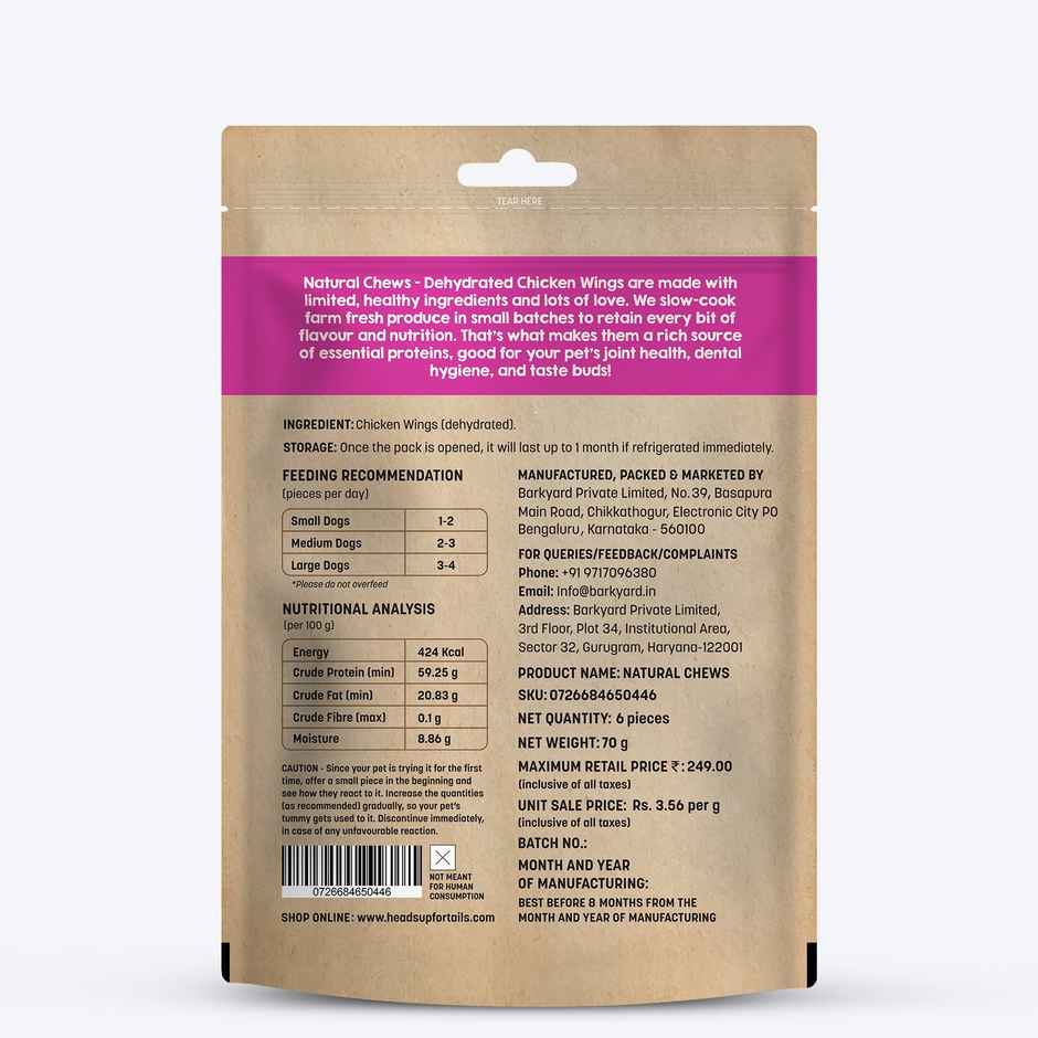 HUFT Natural Chews - Dehydrated Chicken Wings For Dog