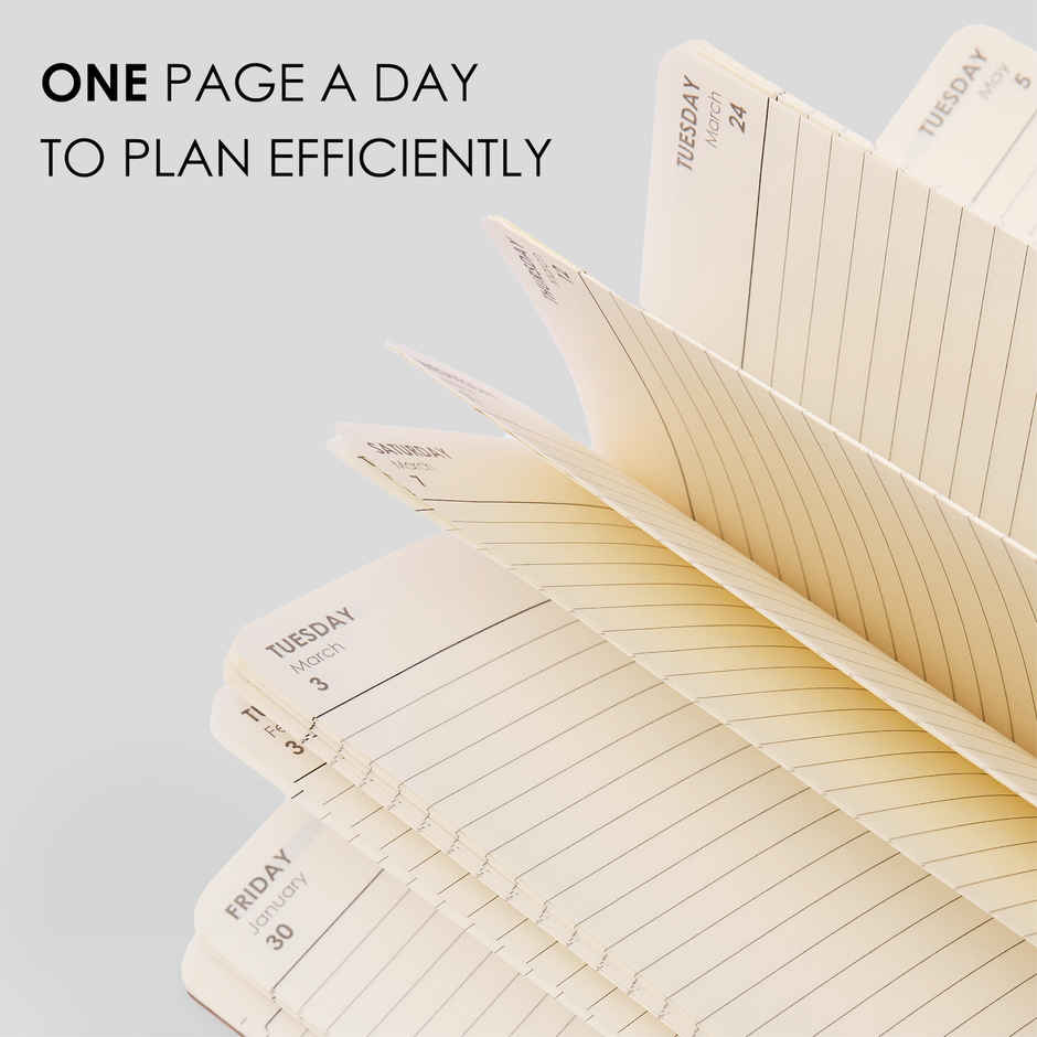 myPAPERCLIP 2026 Daily Planner M2 | Italian Vegan Leather | 384 Pages | Tan