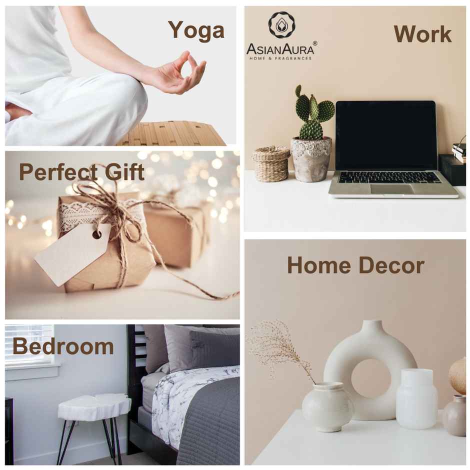 Asian Aura Ceramic Candle Diffuser with Rosy Romance & Lavender Oils | 10 ml Each + Tea Light