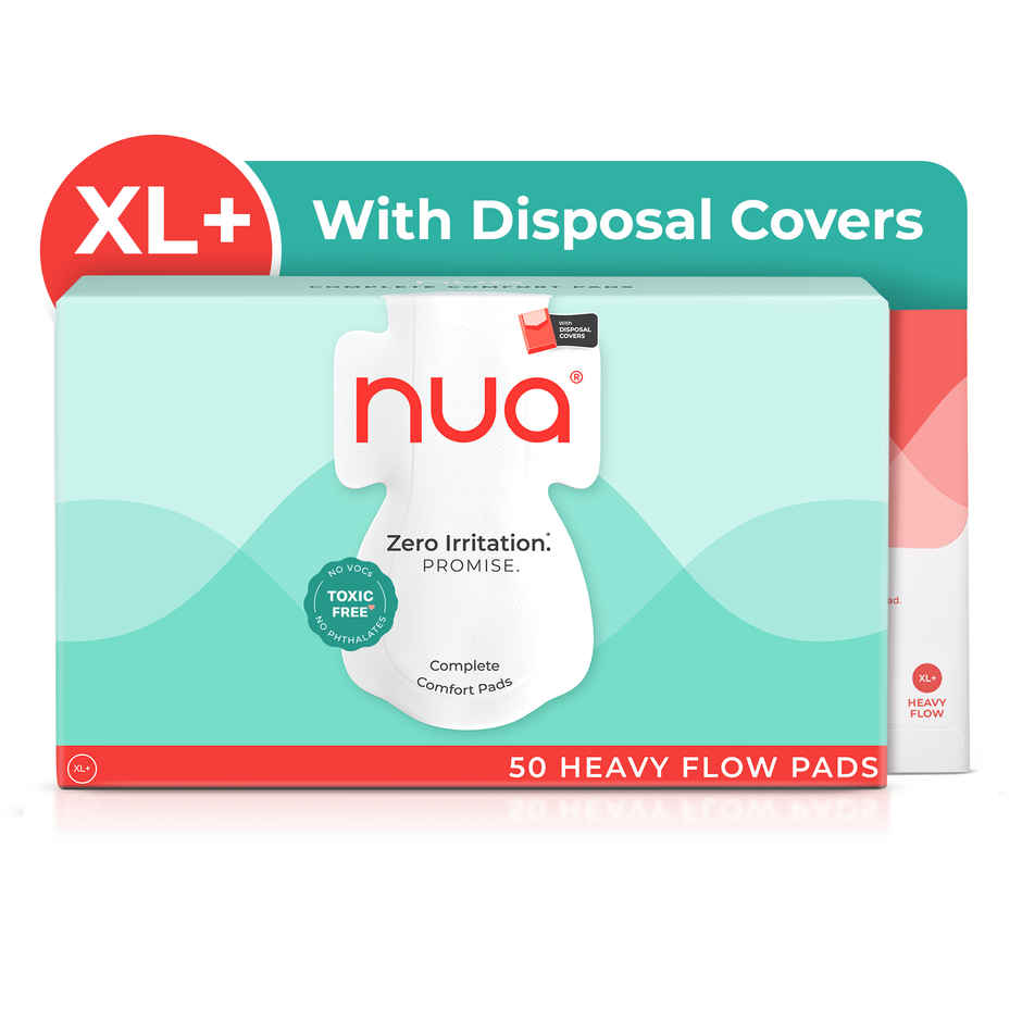 Nua Complete Comfort Pads with Disposal Cover for Heavy Flow | 50 | XL+ | 50 pcs