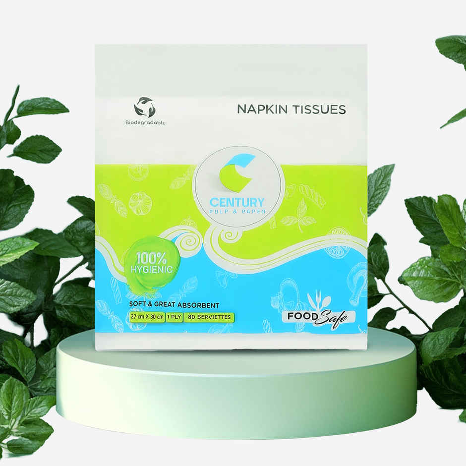 Century 1 Ply 100% Virgin Pulp Tissue Paper Napkins 80 Pulls - 27x30 cm