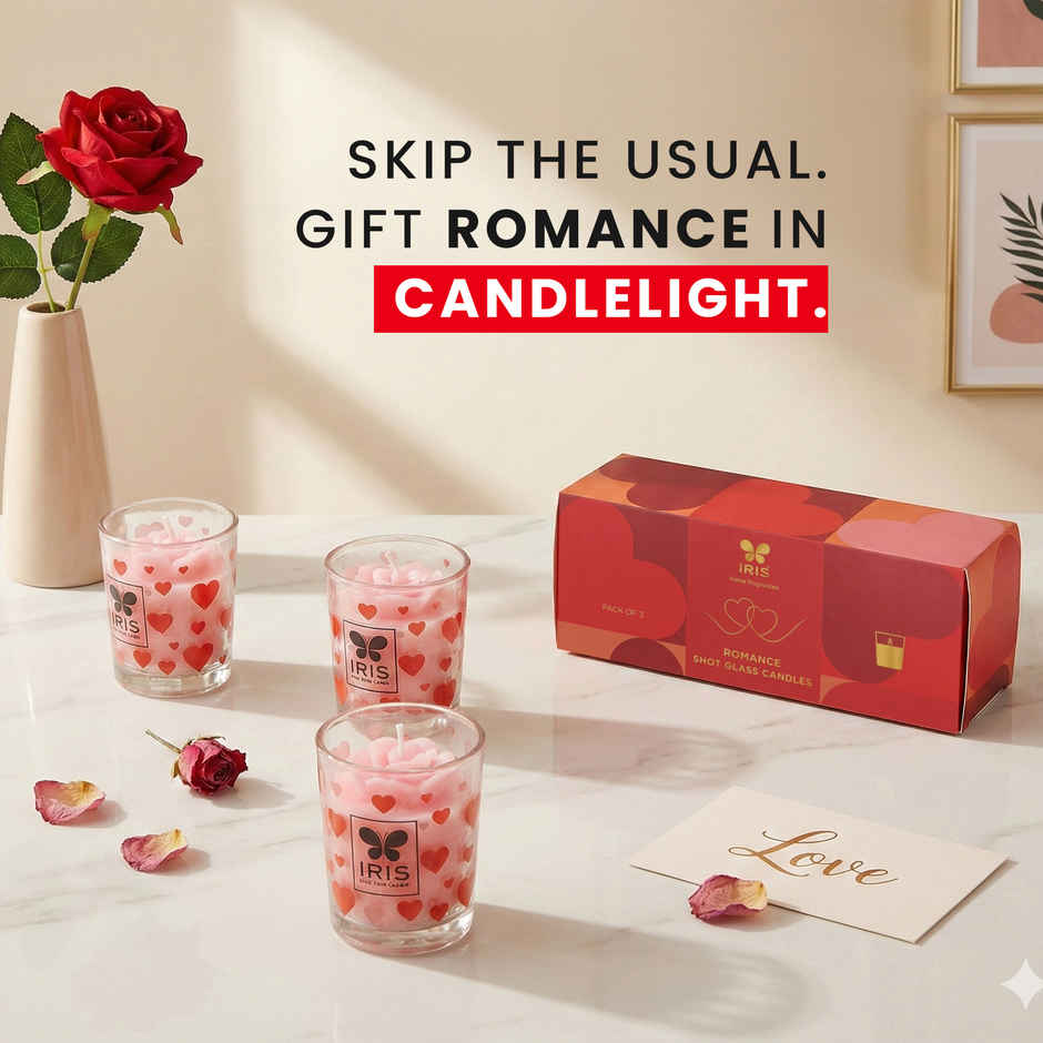 Blooming Hearts Shot Glass Candles | Burns 8 Hours Each | IRIS