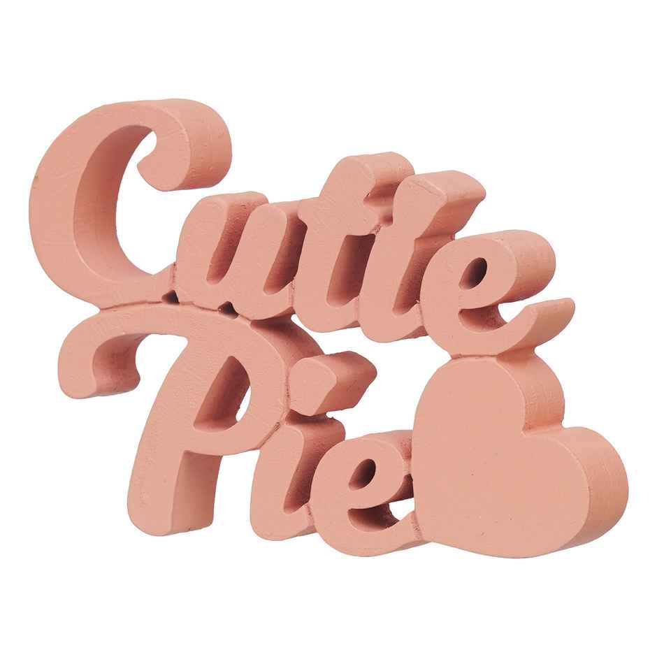 Peach "Cutie Pie & Heart" Wooden Cutout | EcraftIndia