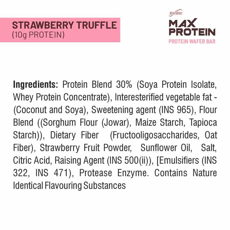 RiteBite Max Protein Strawberry Truffle 10g Protein Millet Wafer Bar