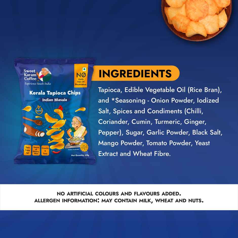 Sweet Karam Coffee Tapioca Chips 65.0 Gram(65gms) & Sweet Karam Coffee Indian Masala Tapioca Chips 65.0 Gram(65gms) Combo