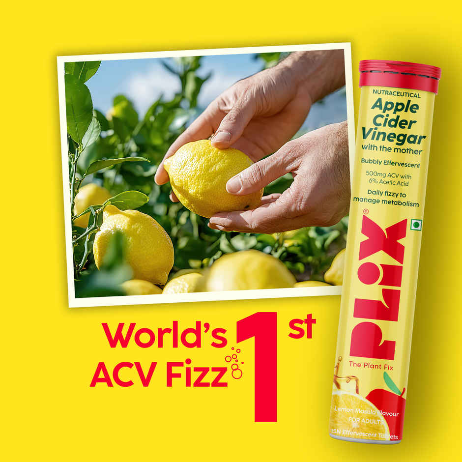 Plix Apple Cider Vinegar Effervescent for Weight Loss (Lemon Masala) - Pack Of 1