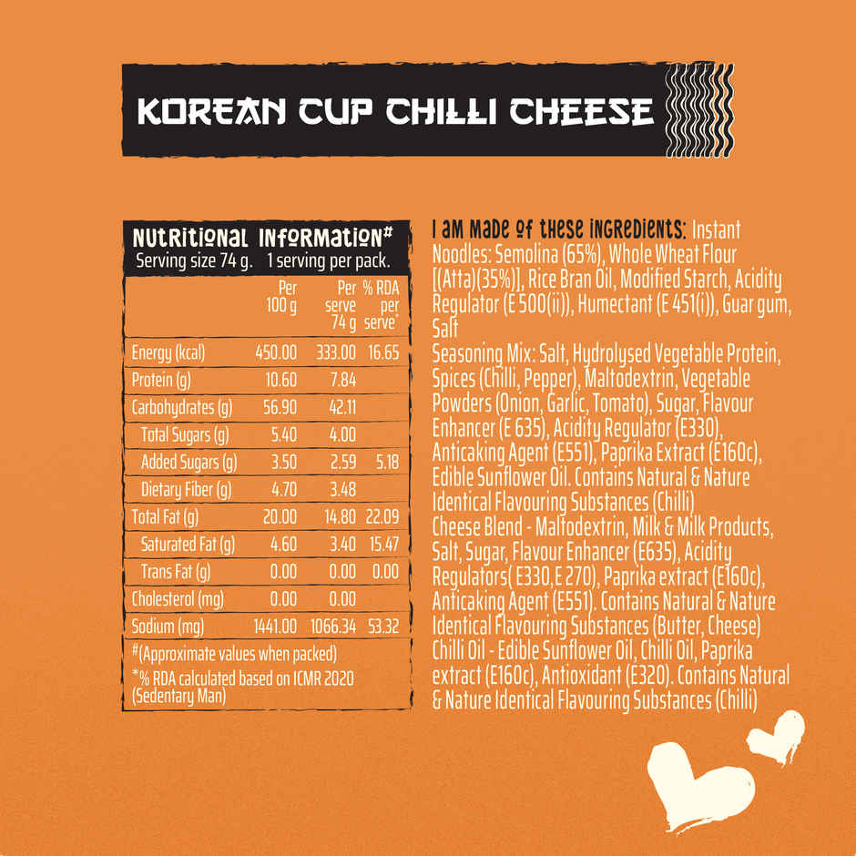 Wickedgud Chilli Cheese Instant Korean Cup Noodles