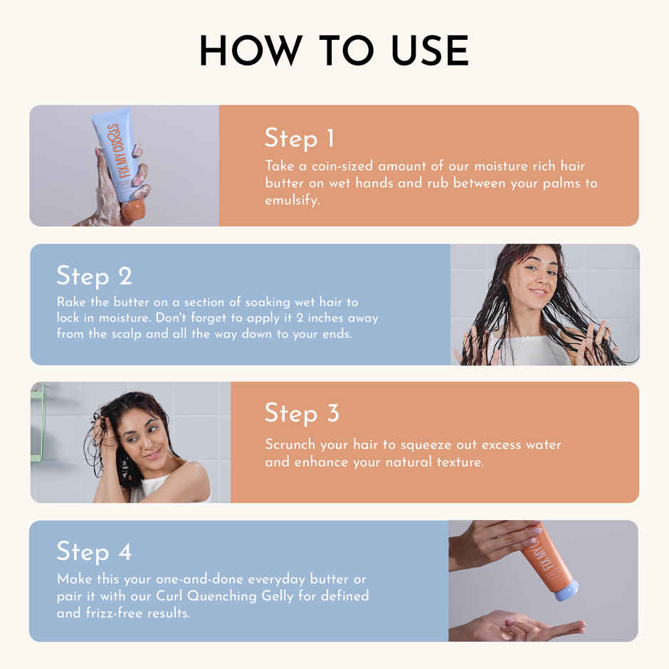 Fix My Curls Curl Quenching Hair Butter|For Curly, Wavy, Frizzy Hair | Silicone Free Hair Cream