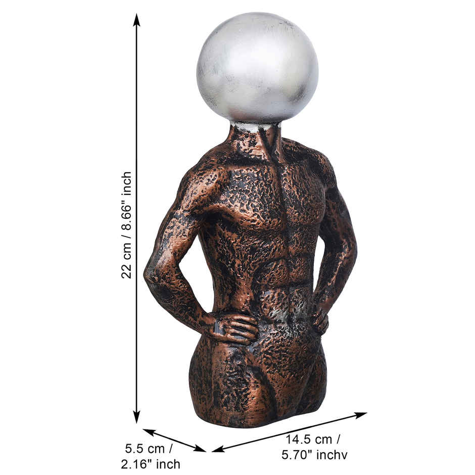eCraftIndia Polyresin Men Statue | Round Sign On Face | Copper & Silver