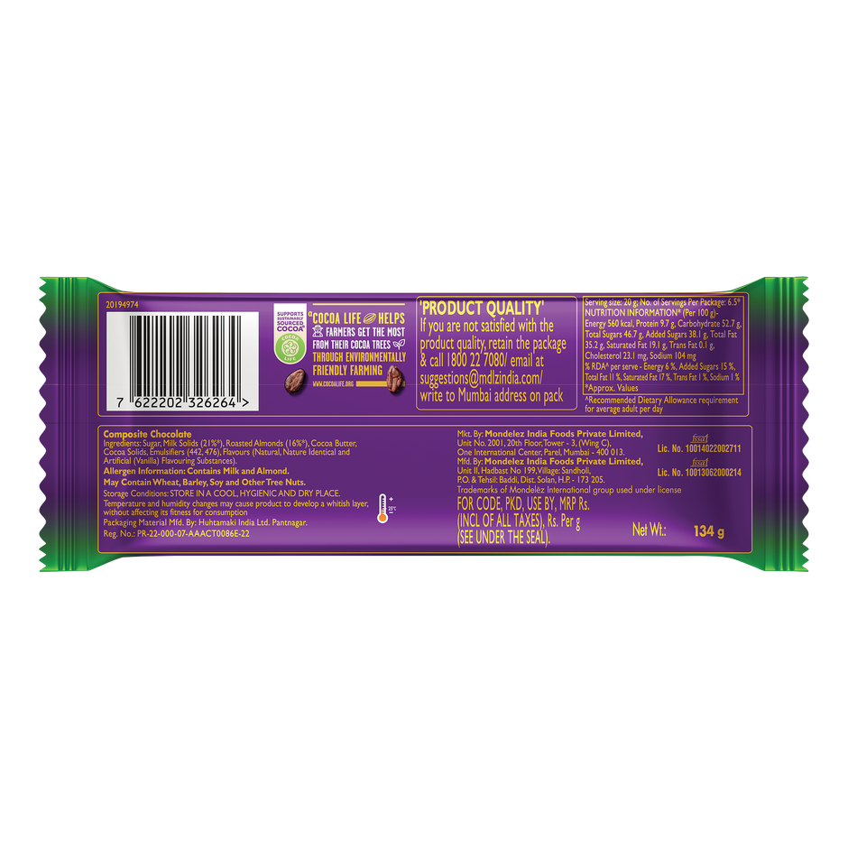 Cadbury Dairy Milk Silk Roast Almond Chocolate Bar