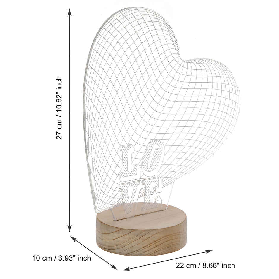 Heart Design Night Table Lamp Decorative Gift Set | eCraftIndia