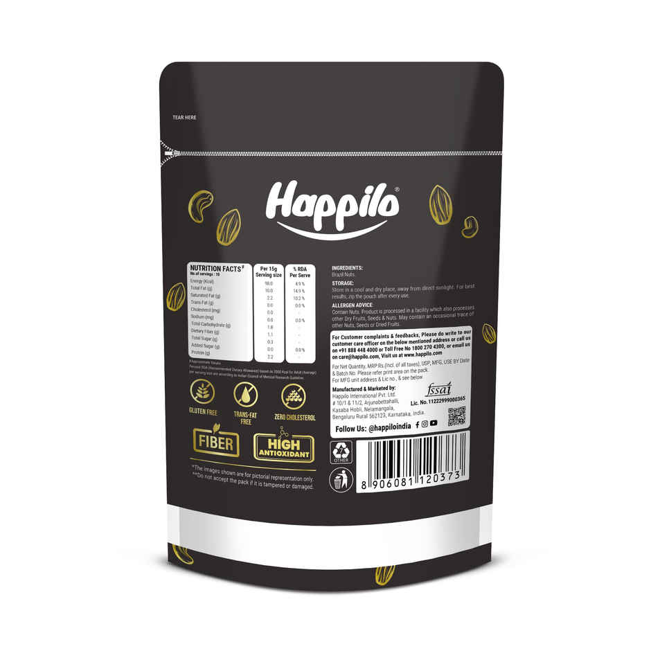 Happilo Premium Brazil Nuts | Nuts without Shell |Natural Source of Selenium|No Added Preservatives