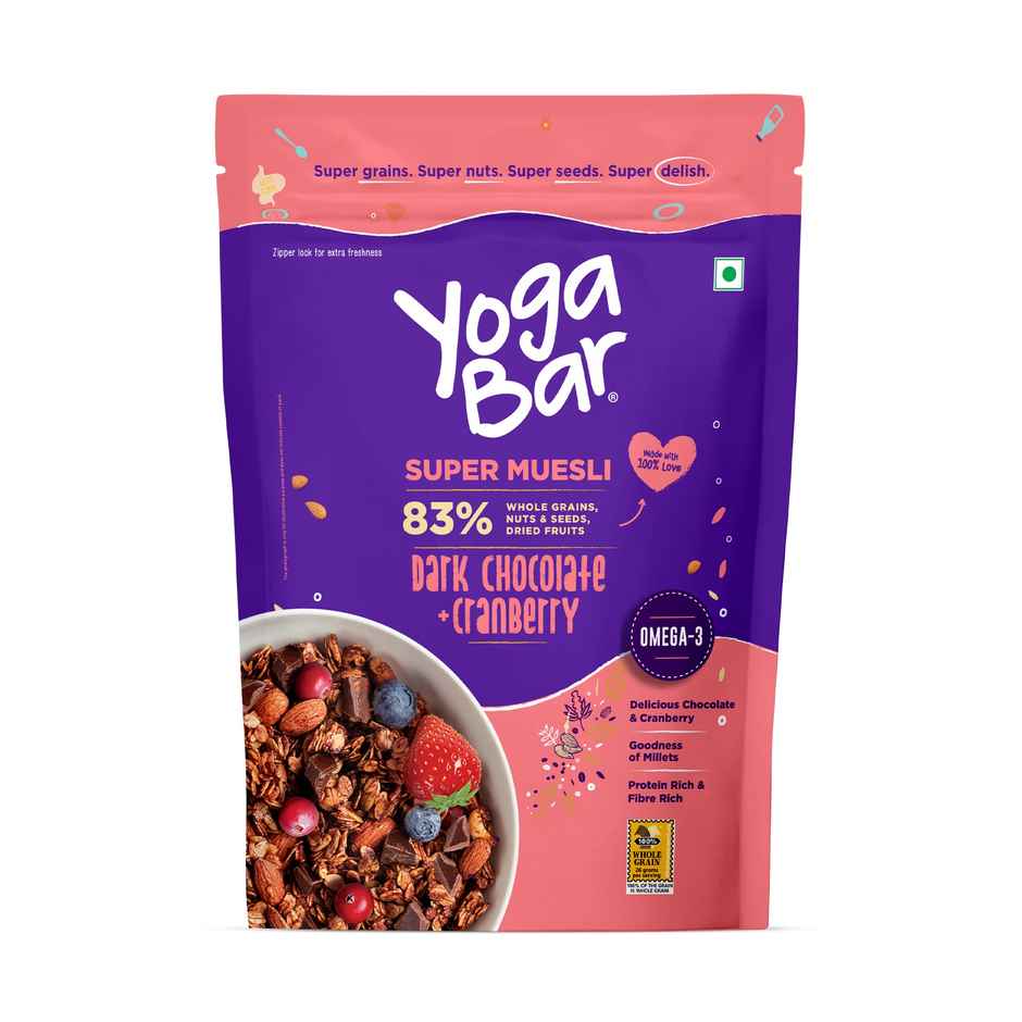 Yoga Bar Wholegrain Breakfast Muesli-Dark Chocolate+Cranberry,Granola,Gluten Free,Antioxidant Rich