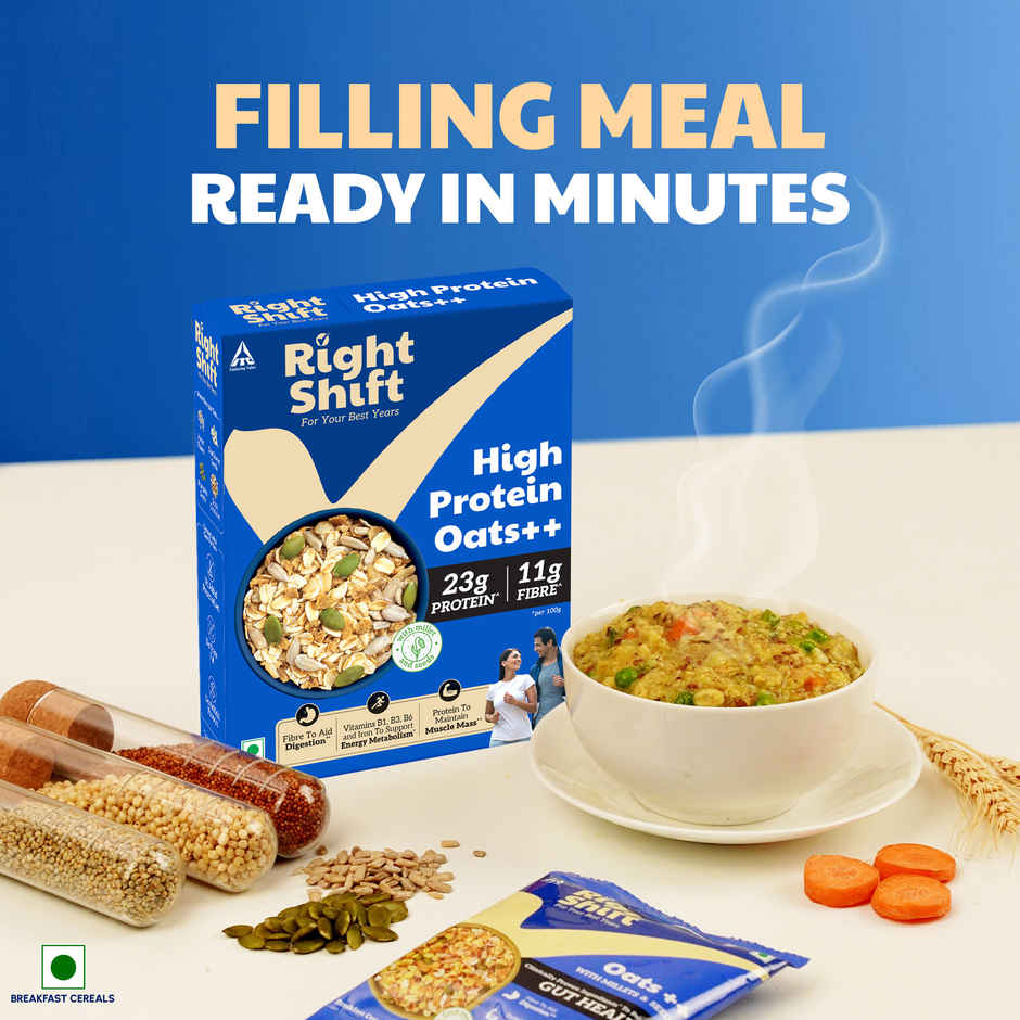 Right Shift High Protein Oats++ | With Millets and Seeds | 23g Protein, 11g Fibre 