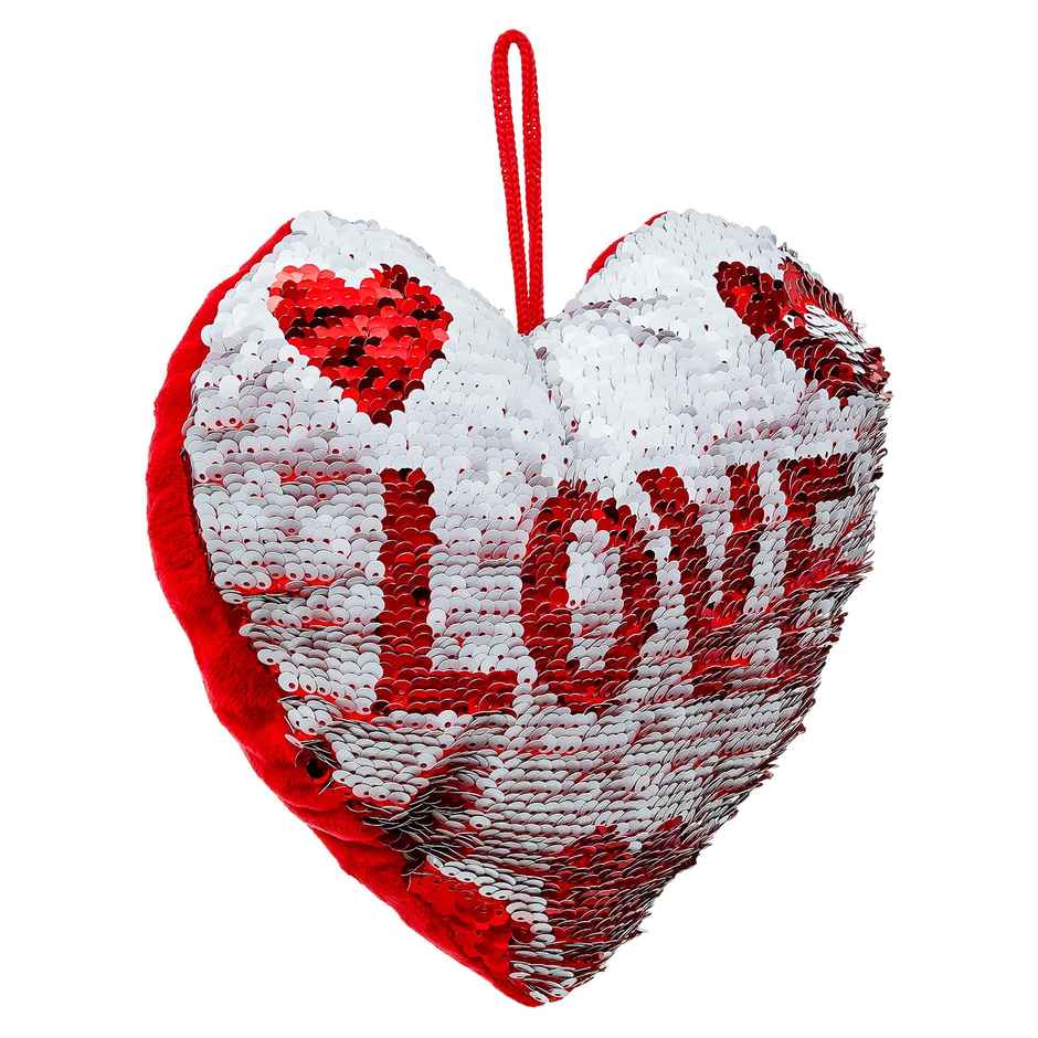 Heart Shape Love Pillow Cushion | Red White | EcraftIndia