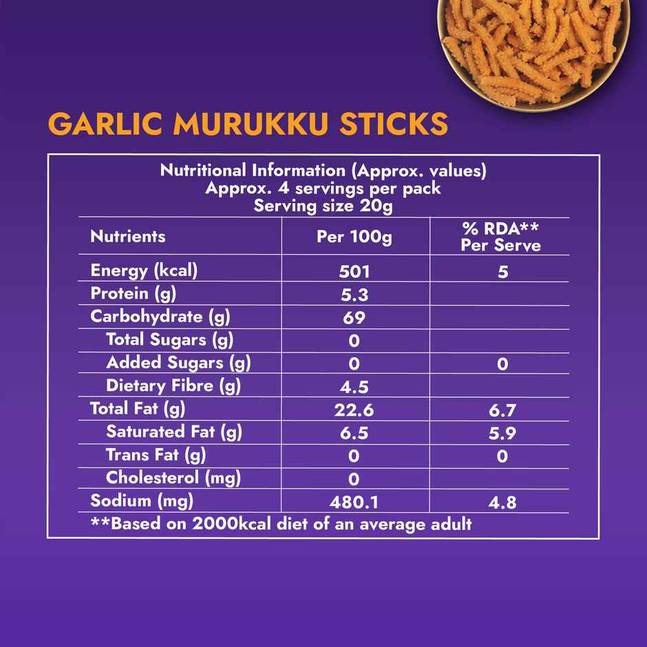 Sweet Karam Coffee Garlic Murukku Sticks Namkeen