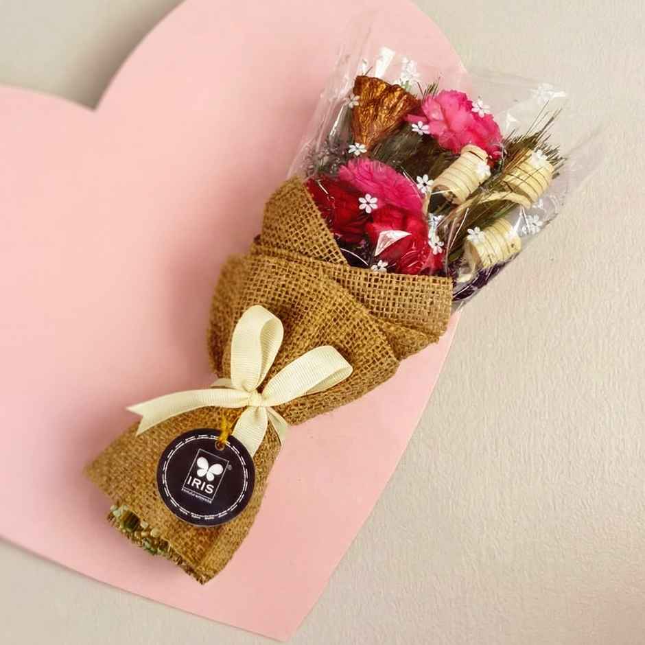 Rose Dry Flower Bouquet with Free Fragrance Spray | Ideal for Gifting | IRIS