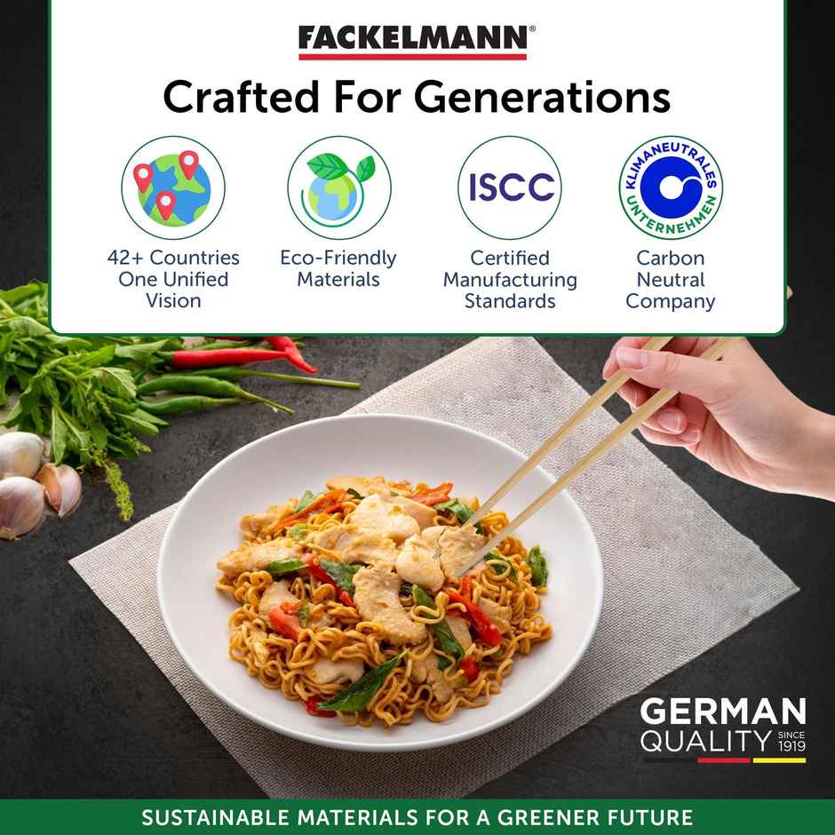 Fackelmann Bamboo Chopsticks | 22.5 Cm | Bag Of 10 Chopsticks | Reusable Easily Washable & Hygienic