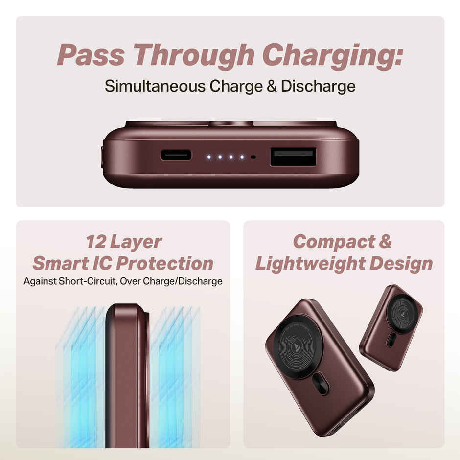 boat EnergyShroom PB331 MagnaCharge Wireless Powerbank | Wine Red