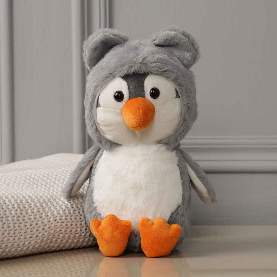 Mirada Grey Super Soft Hoodie Penguin Soft Toy - 25Cm