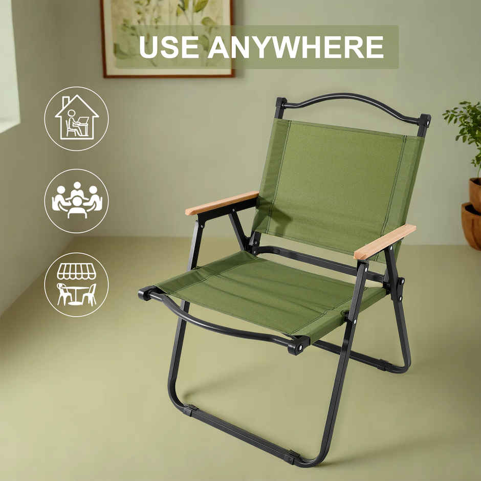 Kuber Industries Portable Foldable Travel Chair | Camping Cloth Kurchi | Green