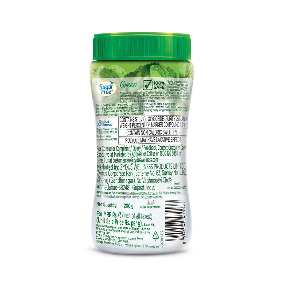Sugarfree Green Truly Natural Made From Stevia