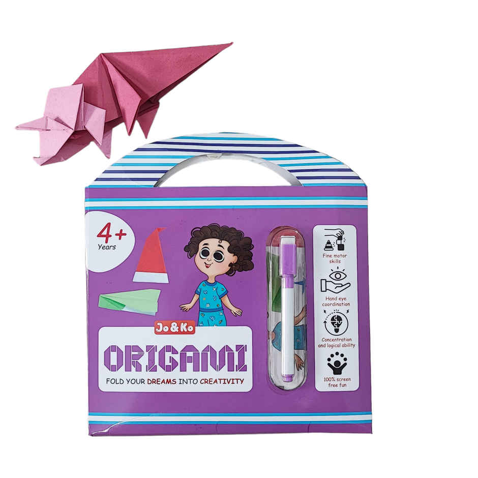 JoGenii Origami Kit - 100 Sheets With Instruction Booklet And Marker | Travel Friendly