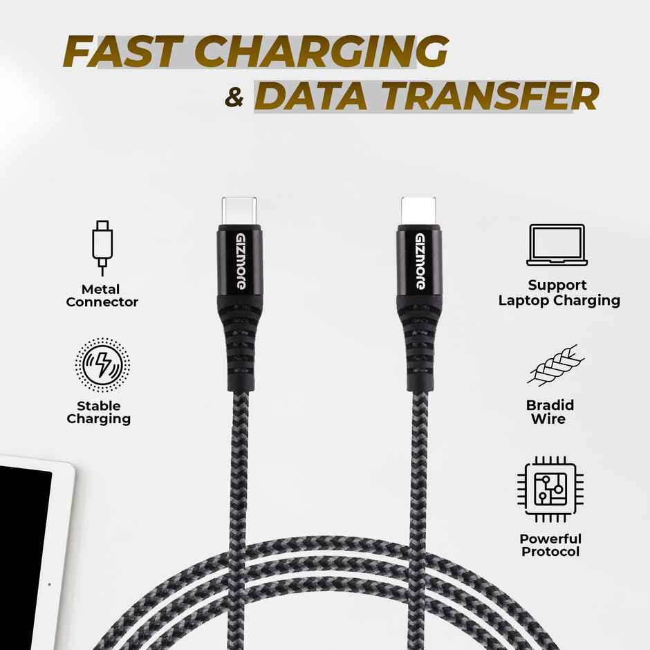 Gizmore Type C To Type C Fast Charging Cable For Smartphones and Laptops | 1.2Meter
